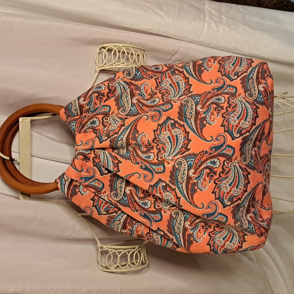 Corduroy Paisley * Handbag Quality Handmade Reversible Wood Handles BG220